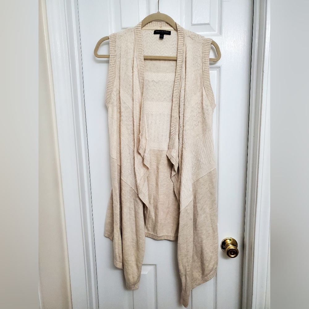 Cream Sleeveless Cardigan Vest